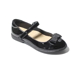 Rozmiar 25-38 dziewczyny czarne mieszkania buty dzieci Slip On Faux Leather formalne muszka pompy buty dziewczyny Rip Tape Mary Jane buty szkolne