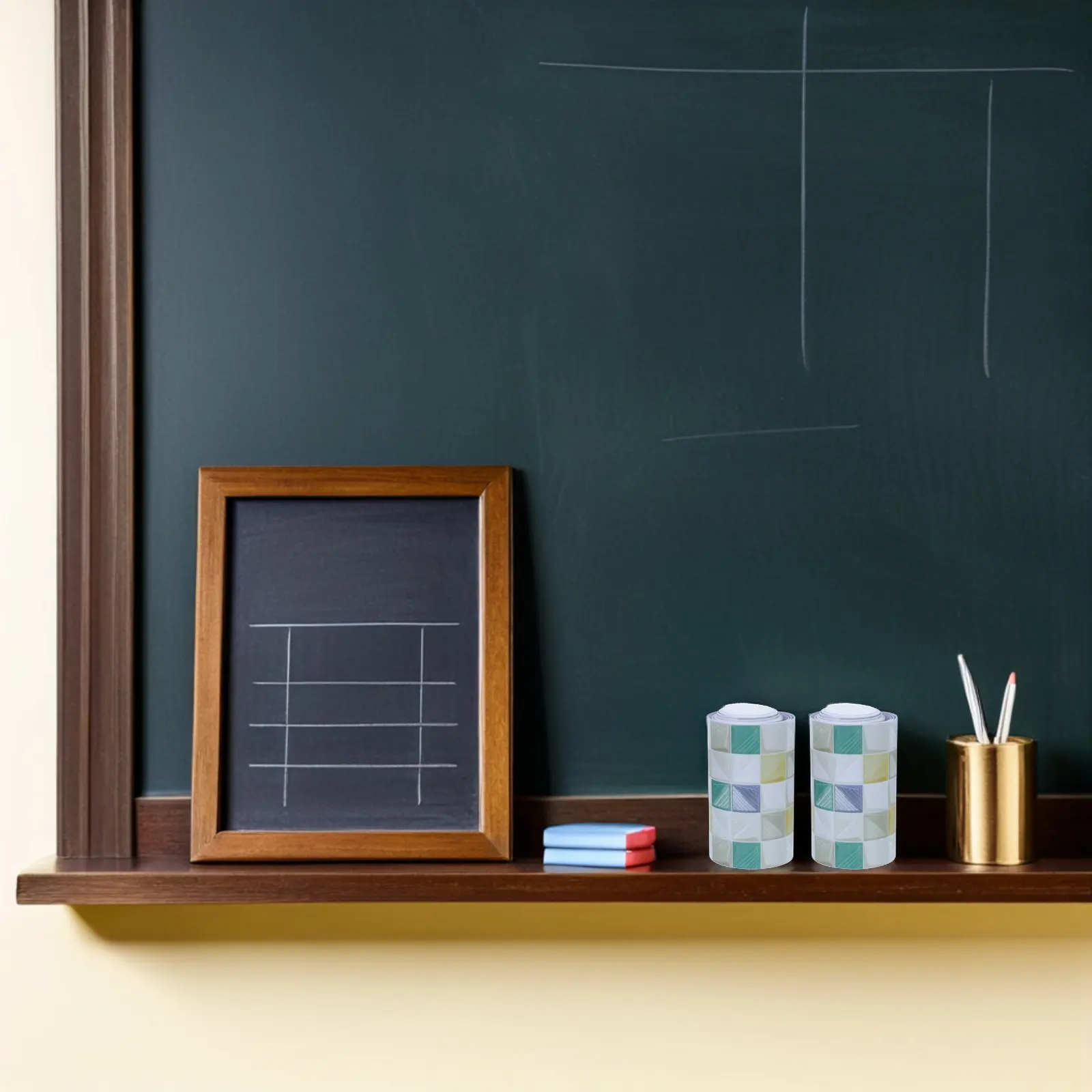 

2 Rolls Checked Bulletin Board Borders Modern Minimalist Peel and Stick Chalkboard Sticker for School Office Announcement Board