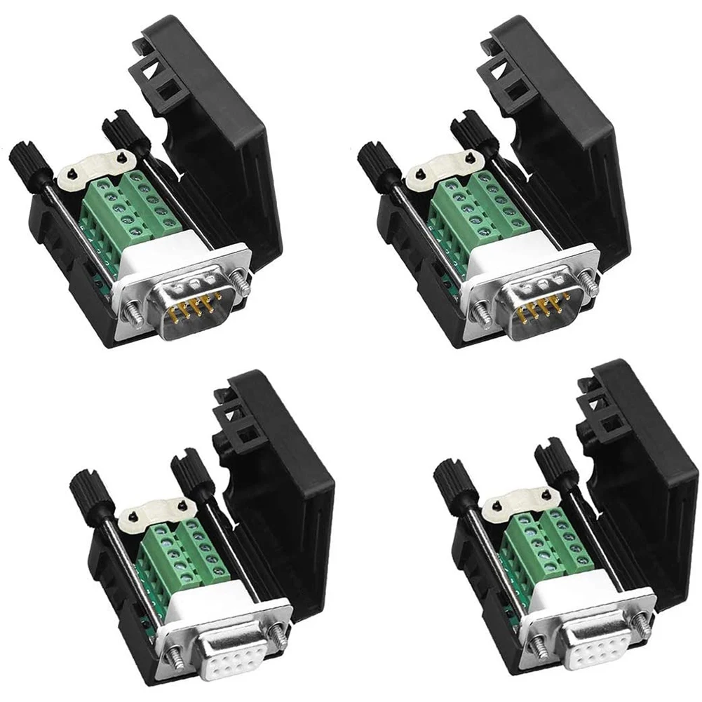 DB9 Soldeerloze RS232 D-SUB Serieel naar 9-pins poortterminal Man Vrouw Adapter Connector Breakout Board (2-mannelijk + 2-vrouwelijk)-N34R