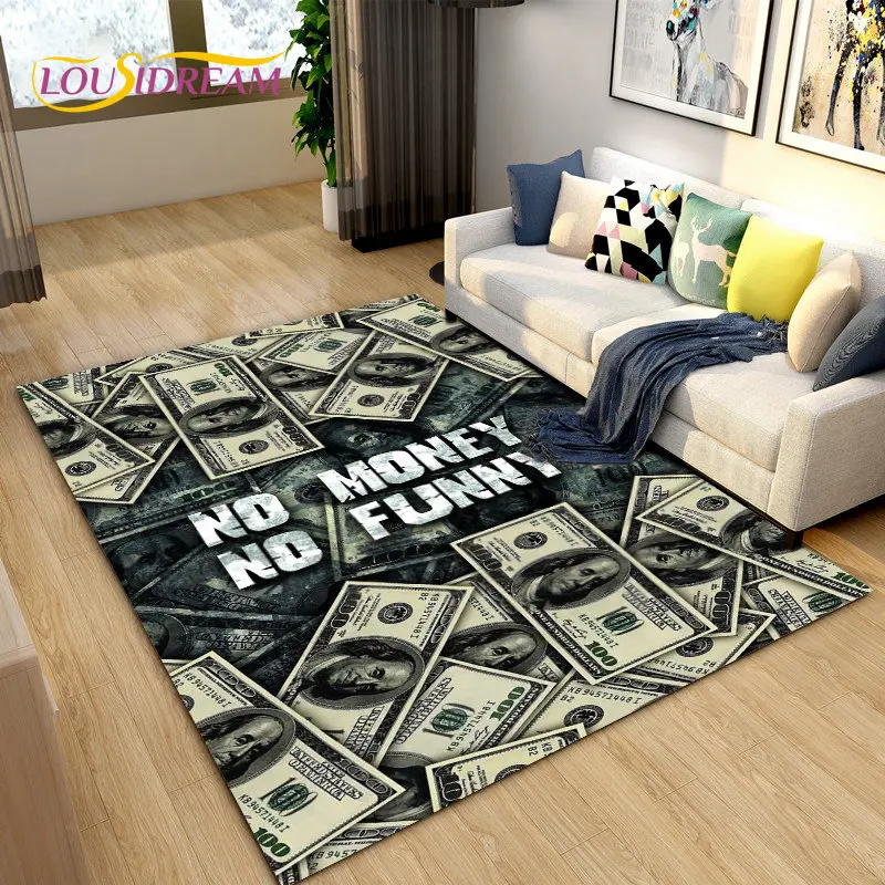 

3D Dollar Money Pattern Area Rug,Carpet Rug for Living Room Bedroom Sofa Doormat Kitchen Decoration,Kids Play Non-slip Floor Mat