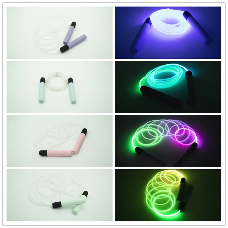 7 Colors in One Glowing LED Rainbow Jumping Rope for Kids and Adult Light Up Exercise Luminous Adjustable Skipping Ropes