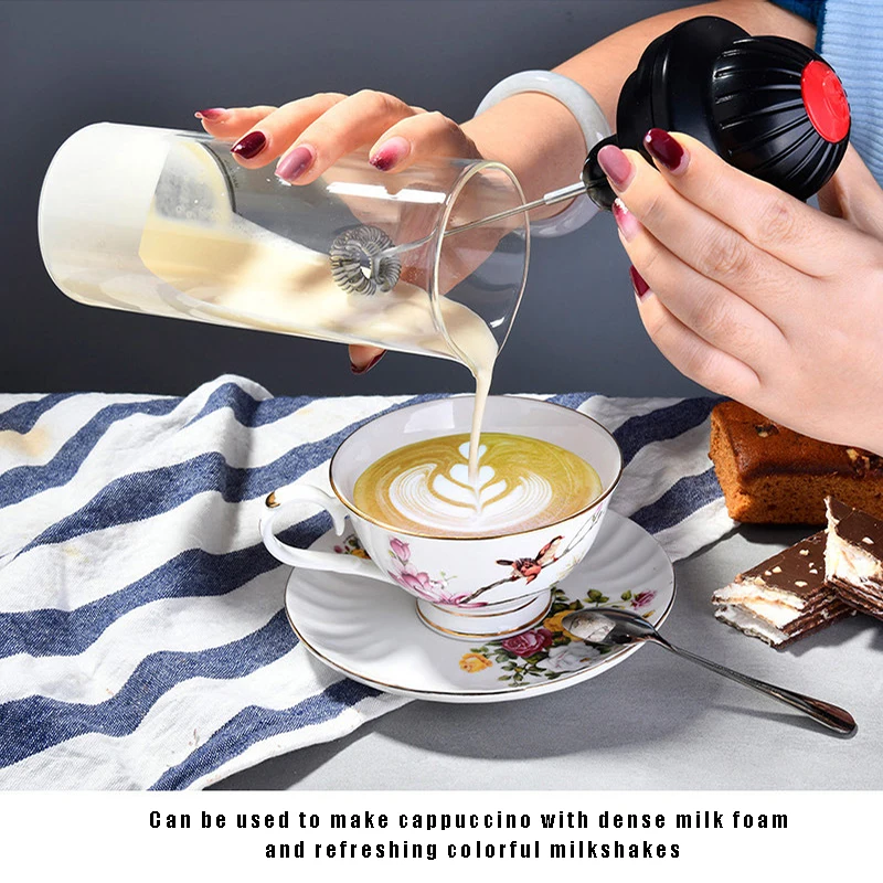 Electric Glass Milk Frother Automatic Coffee Foam Maker Portable Whisk Drink Mixer For Coffee Cappuccino Frappe Matcha