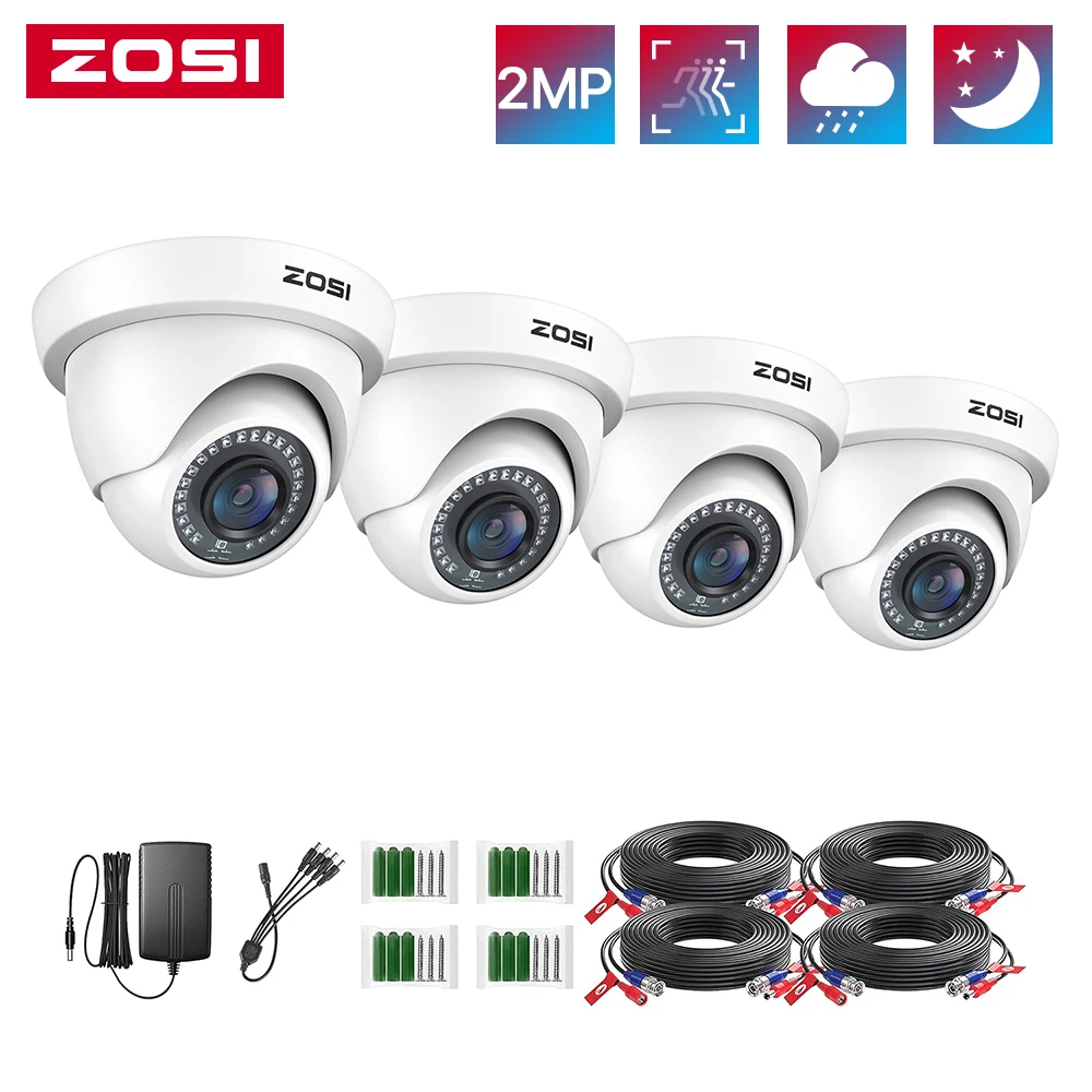 

ZOSI 4Pack 1080P HD Security Cameras Kit 2MP Indoor Outdoor Home CCTV Dome Surveillance Camera for HD-TVI Analog DVR System