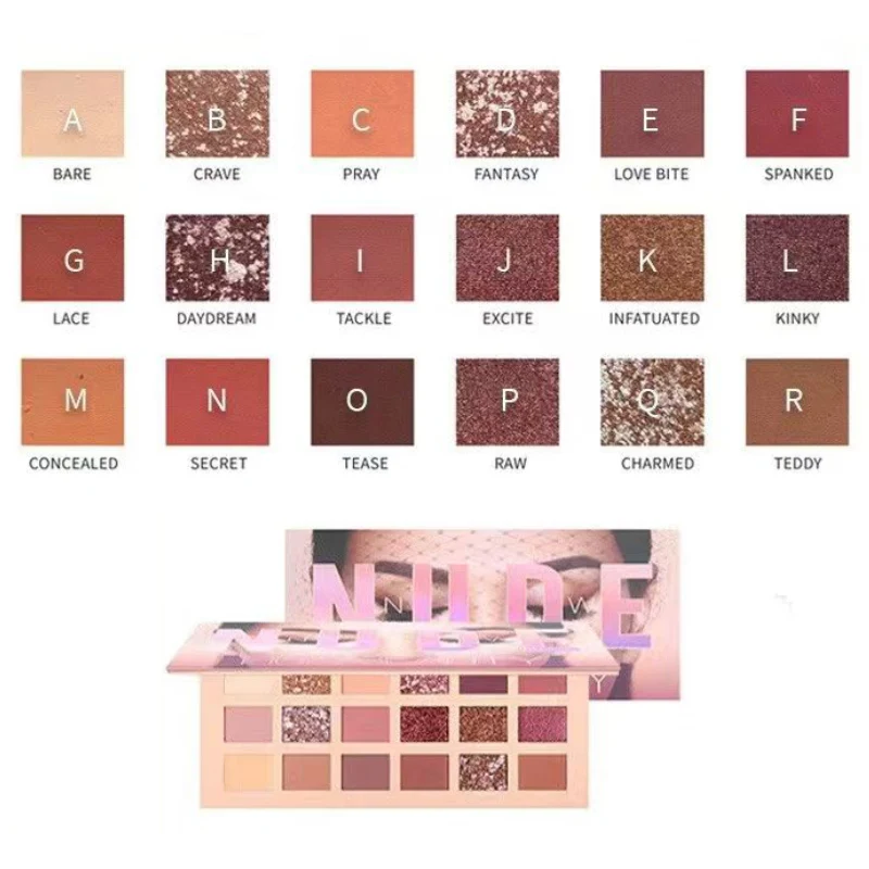 10 pçs maquiagem dos olhos huda nude encantador shimmer paleta de sombra nova paleta nua fosco brilho sombra em pó