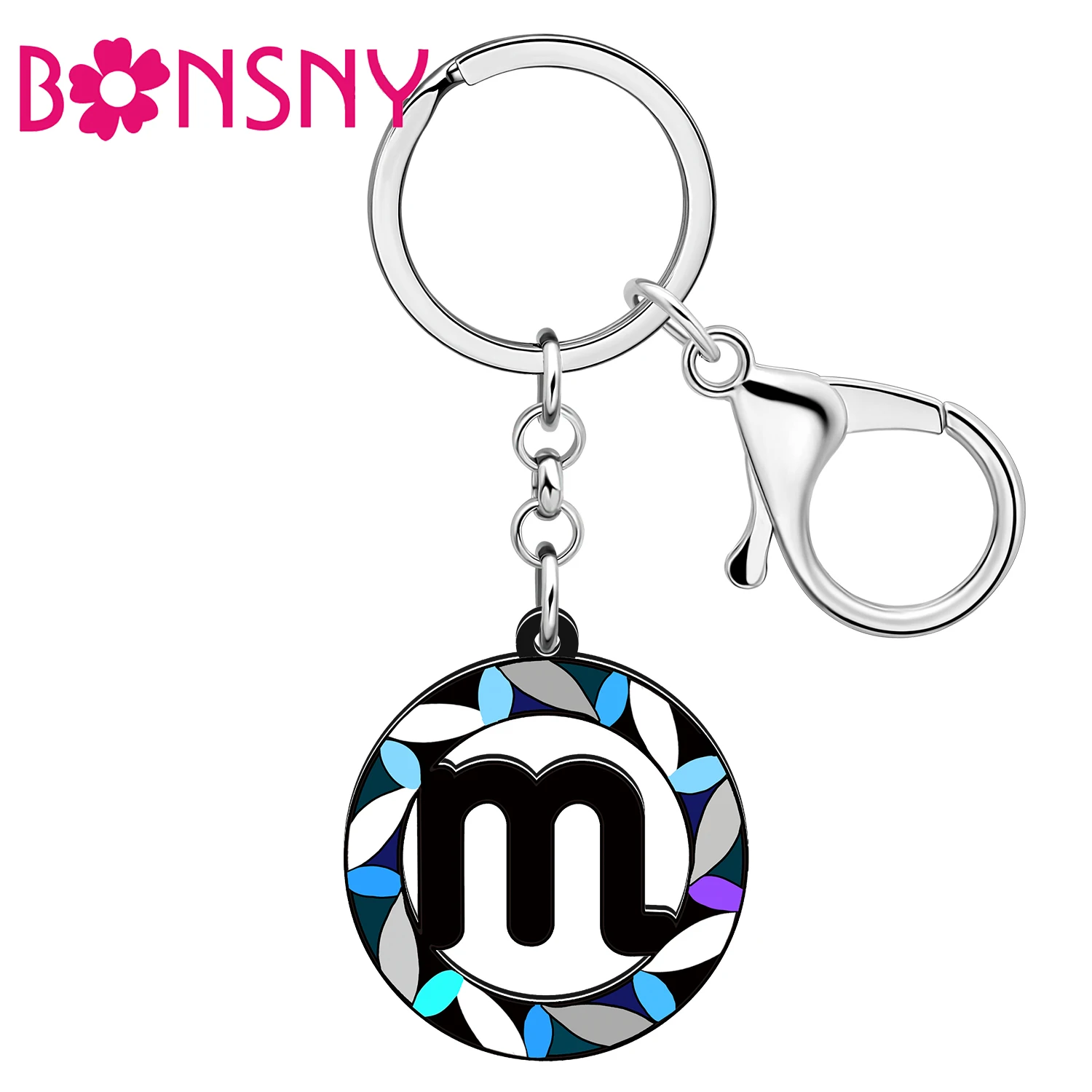 BONSNY akrilik akrep anahtarlıklar zodyak anahtarlık araba çanta anahtar aksesuarları arkadaşlar için çocuk Charm takımyıldızı doğum günü hediyeleri