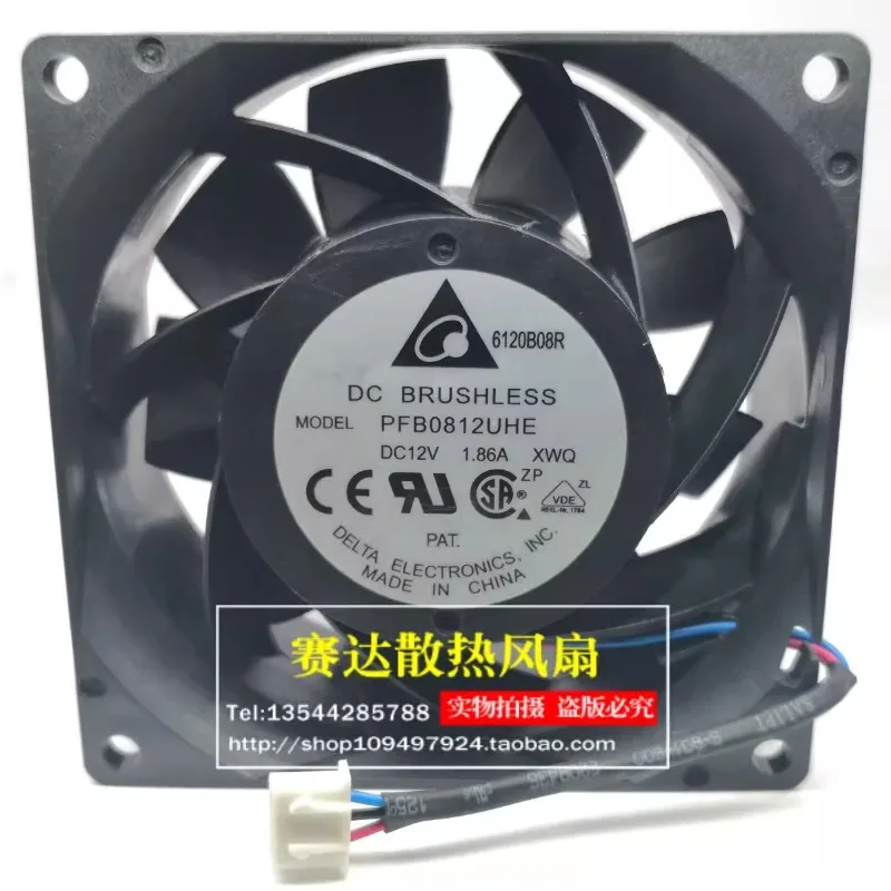 New CPU Fan for DELTA PFB0812UHE 8038 12V 1.86A Three wire Violent Cooling Fan 80*80*38mm