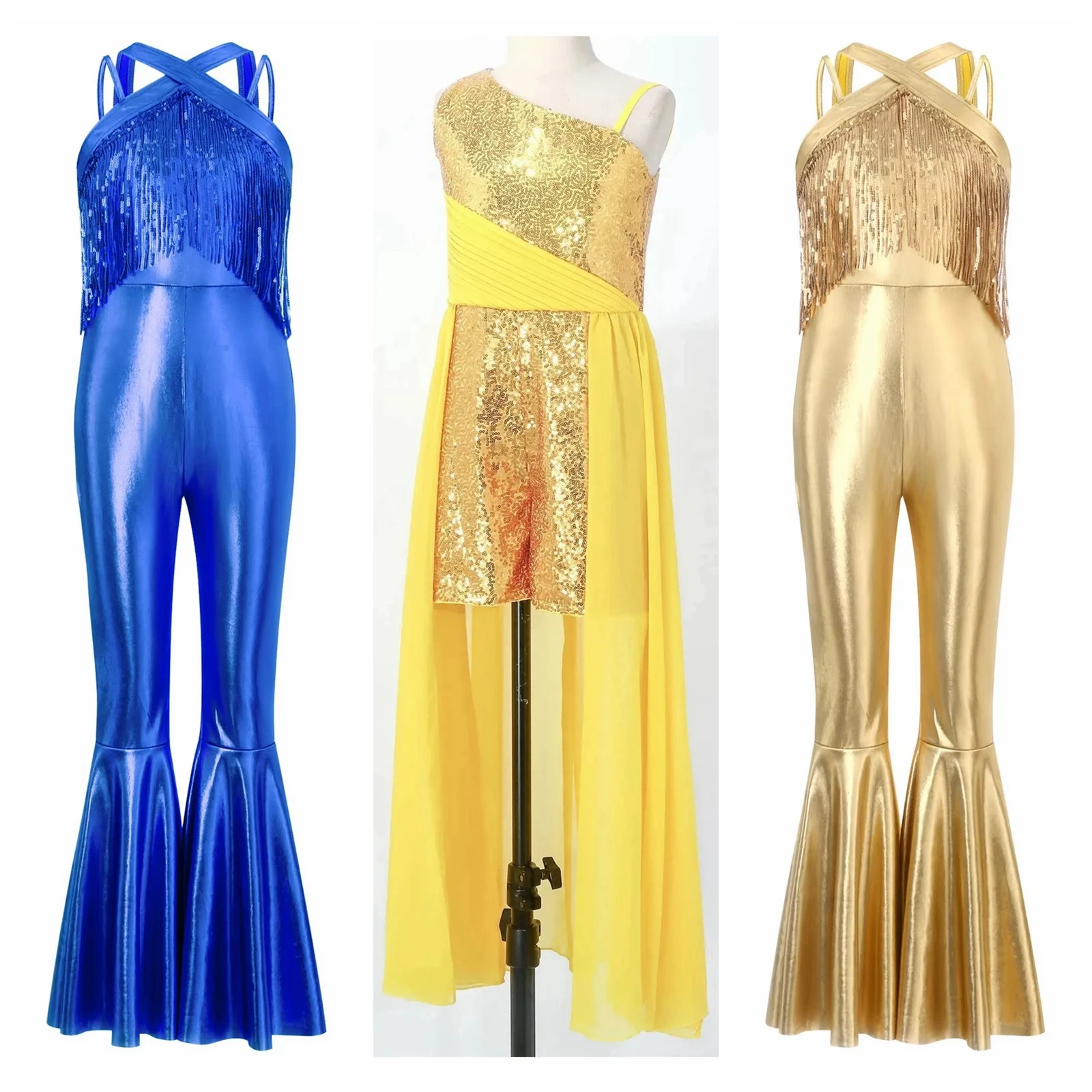 

Girls Prom Disco Pageant Costume Kids Glittery Sequin Rompers Dress Teens Sleeveless Bodysuit Wedding Party Jumpsuit Party Gown