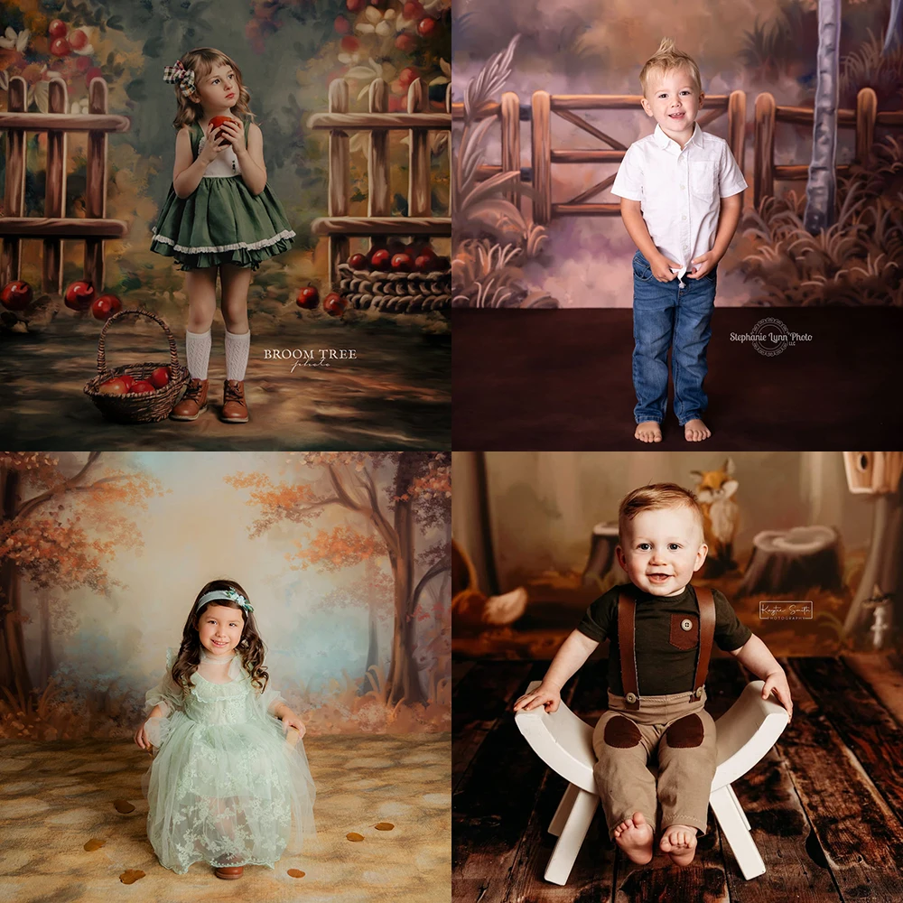 Fall Rustic Woodland Photo Background Autumn Apple Grove Backdrop Kids Portrait Photo Studio Props Cake Smash Photography Cloth