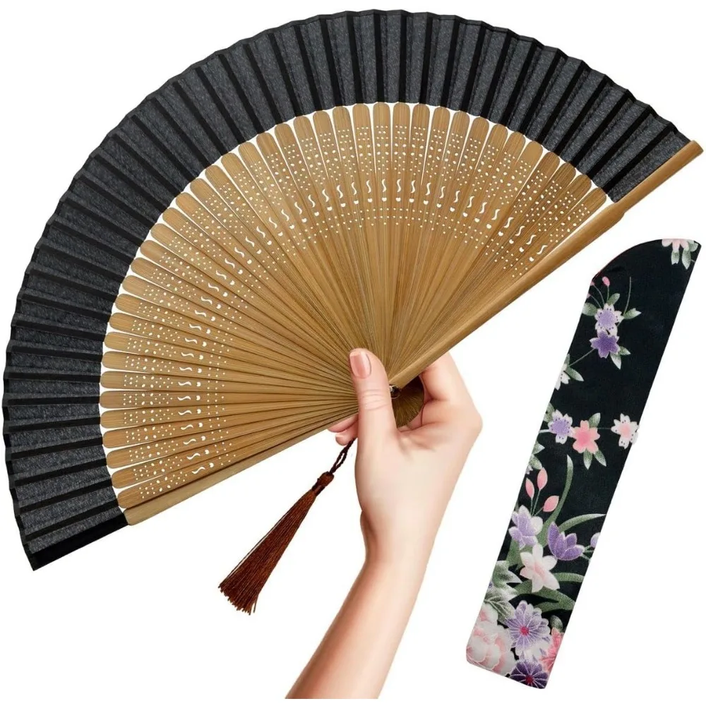 

Foldable Vintage Bamboo Silk Hand Fan for Cooling Flash Relief Decor Dance Festival Gift