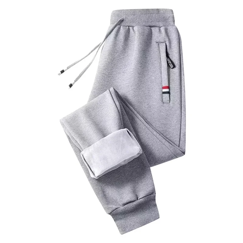 بنطال كاجوال سميك مبطن بالصوف الشتوي للرجال مع جيوب وسحاب دافئ ومطاط للاستخدام الخارجي فضفاض #5