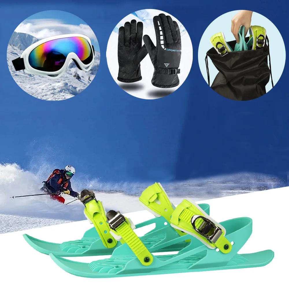 Mini Skis Snowblades for Winter Shoes Short Snowskates Skiboards Portable&Light Ski-shoes Outdoor Sport With Goggles and Gloves
