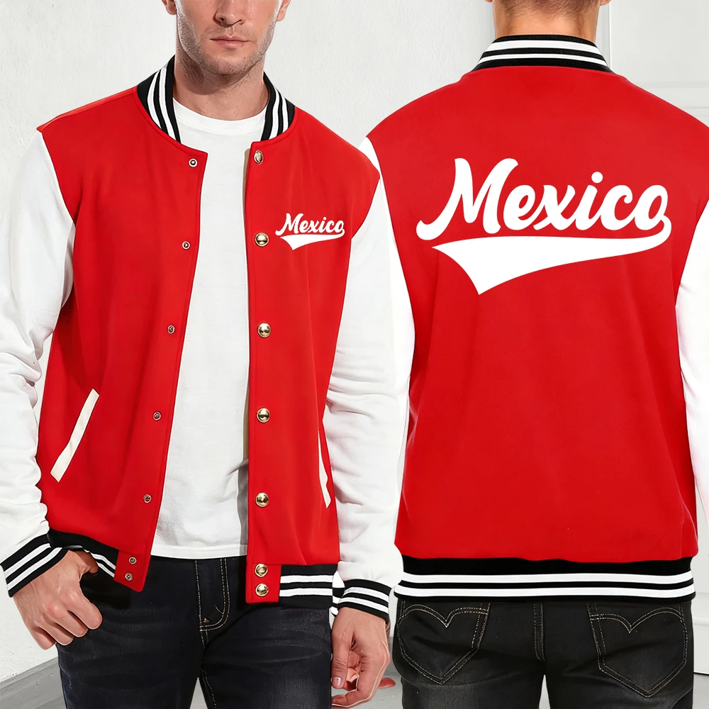 

Mexico Letter Printing Men'S Jackets Cotton Basics Pocket Baseball Jersey Autumn Winter Fleece Warm Coats Fashion Men Clothes