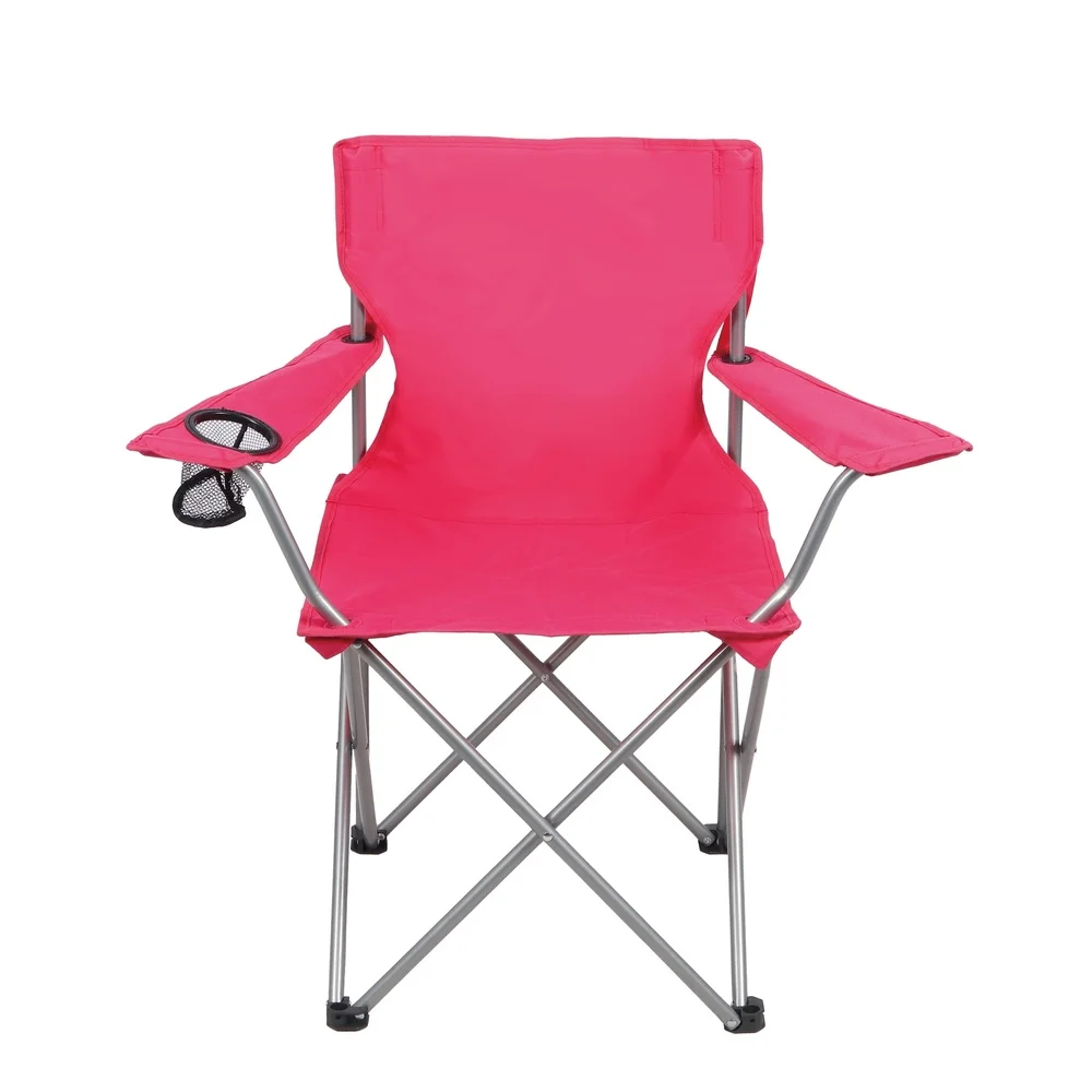 Folding Quad Camp Chair Outdoor Portable Steel Frame Mesh Cup Holder Compact Travel Chair Durable 600D Polyester Fabric image 2