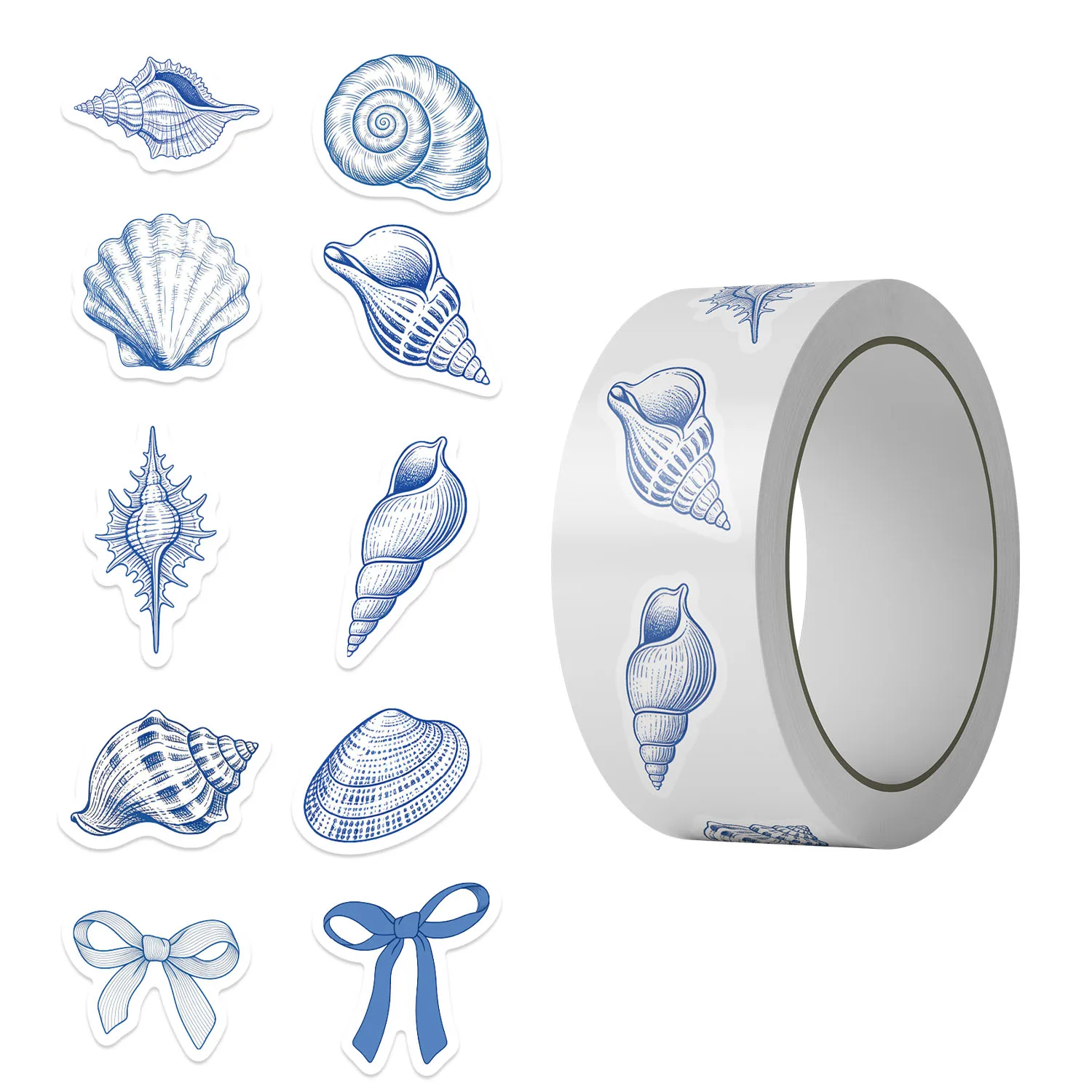 500-Pack Ocean-Themed Cartoon Creative Journaling DIY Self-Adhesive Envelope Sealer Stickers