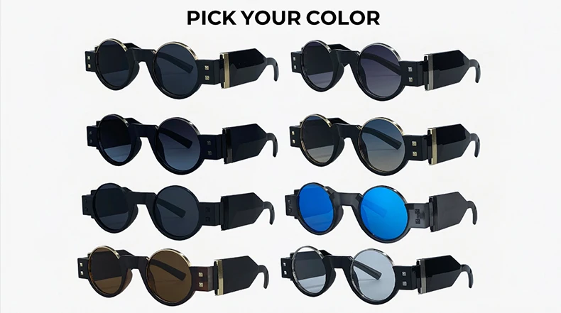Kleine Runde Steampunk-Sonnenbrille für Herren 2026 Luxusmarke Y2K Punk Sonnenbrillen für Männer Retro Fahrbrille UV400 Schutz – Detail 8