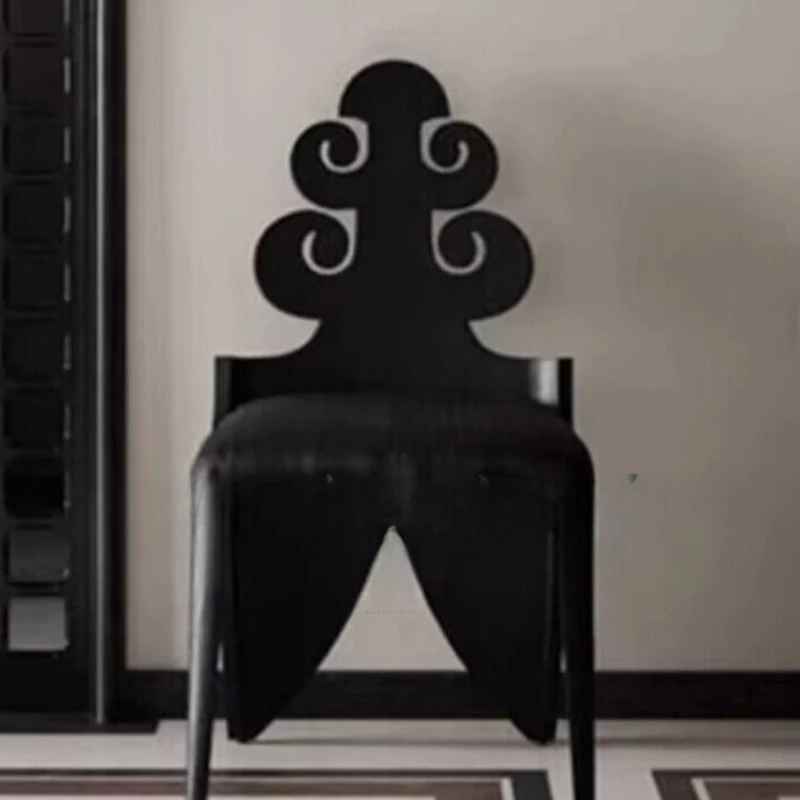 

Medieval solid wood household special-shaped back chair hollow carved soft bag leisure