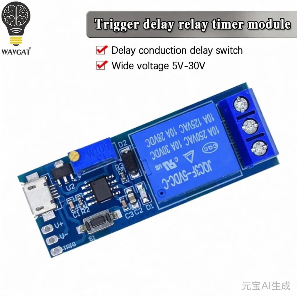 Smart Electronics 5V-30V Micro USB Power Adjustable Delay Relay Timer Control Module Trigger Delay Switch