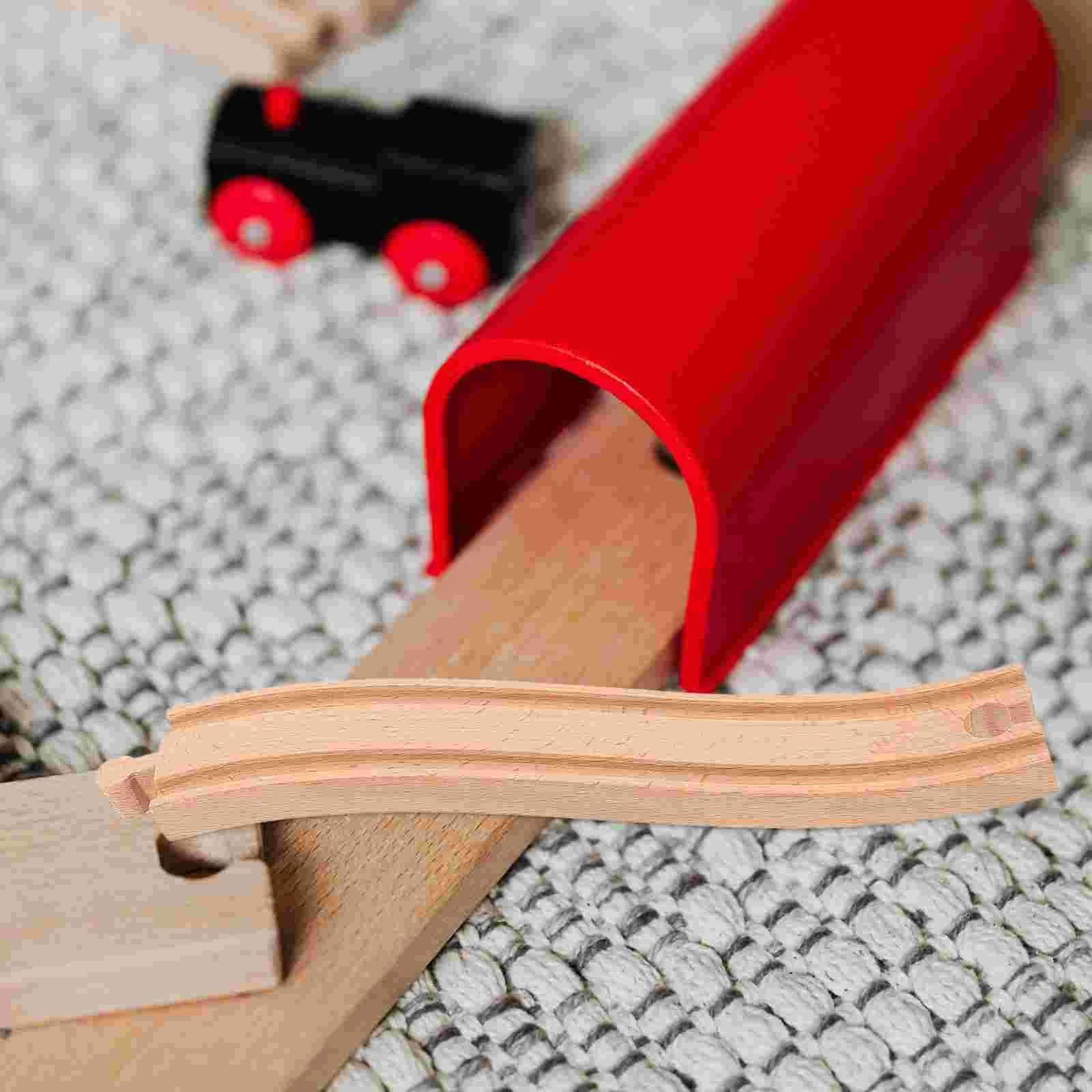 Juego de vías de tren de madera para niños, accesorios de vía de tren de madera, juguetes, vías de tren de madera, ferrocarriles, 2 uds.