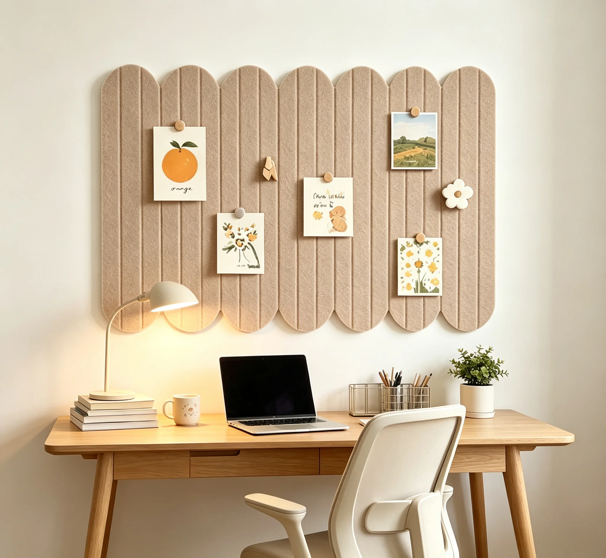 Organize and store with the romantic felt board, which is self-adhesive and detachable, serving as a multifunctional bulletin board and display board suitable for photos and notes