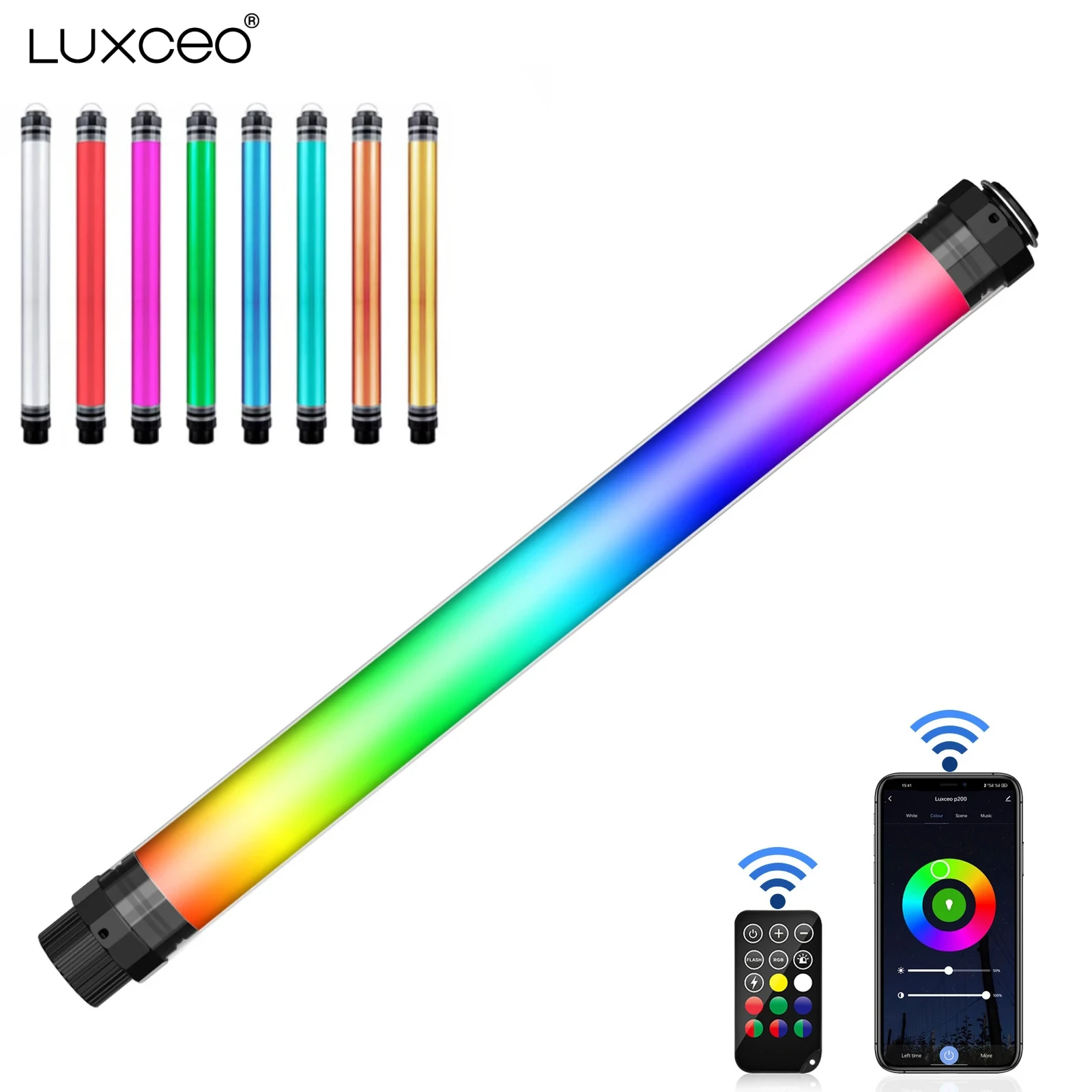 

LUXCEO P7RGB Pro RGB Light Wand Stick LED Lamp for Video Photography Photo Lighting 10400mAh IP68 with Smartphone Control