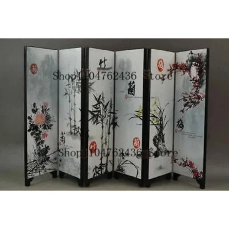 Laca decorada dibujar flores de ciruelo orquídea bambú crisantemo 6 pantalla lateral CC