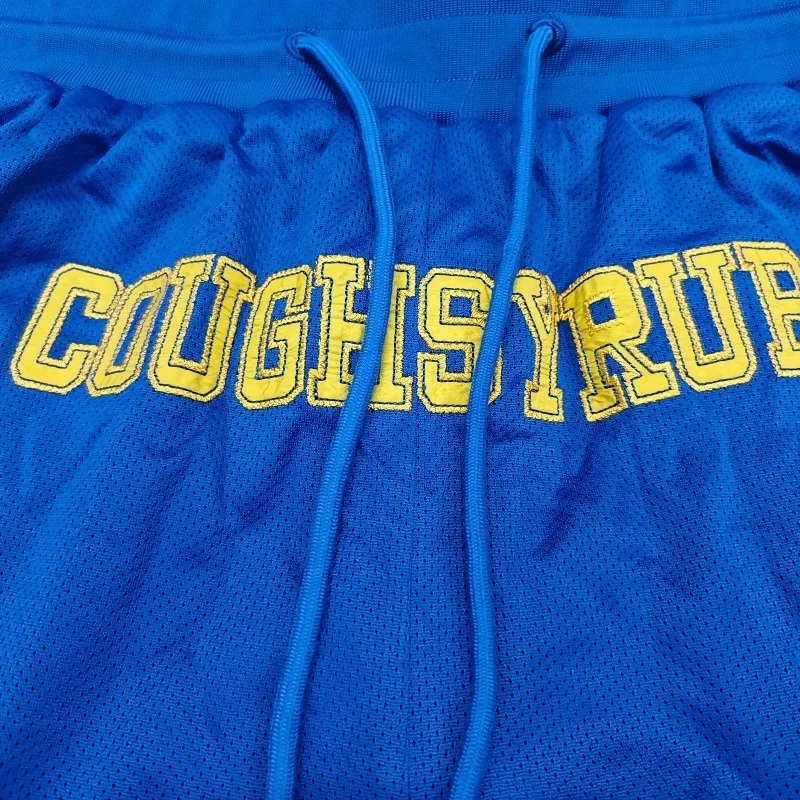 Pantalones cortos de baloncesto para hombre 16 COUGH SYRUP pantalones cortos deportivos sueltos de malla transpirable bordados