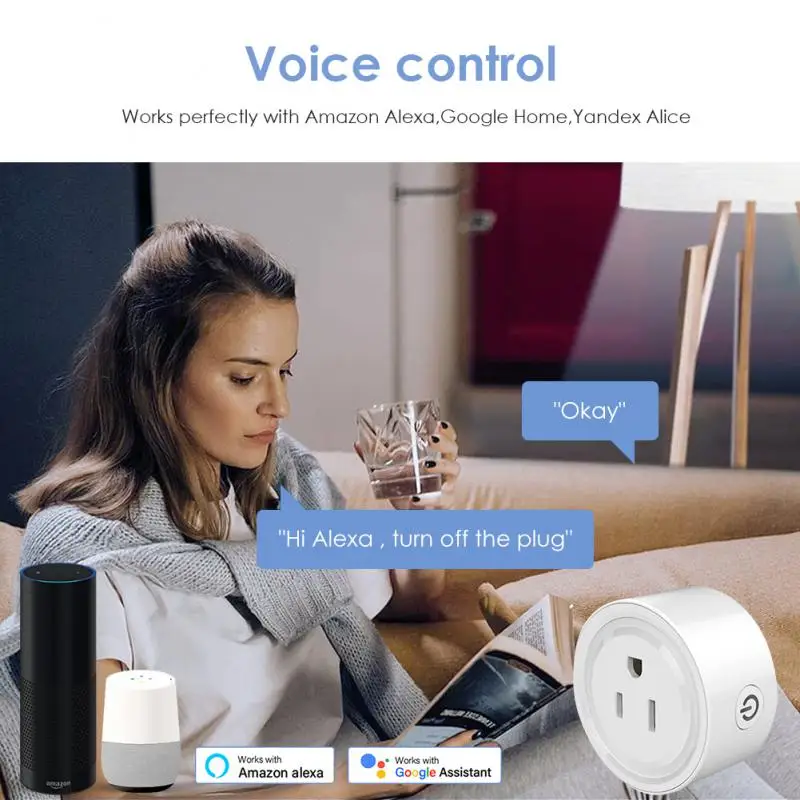 CORUI 10A Tuya US Smart Plug WiFi Timing Function Smart Life Remote Control Socket Outlet Compatible With Alexa Google Home
