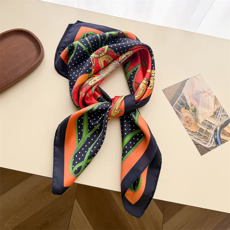 

Luxury Belt Print Small Square Silk Scarf Women Summer Thin Neck Scarf Fashion Sunscreen Headscarf For Women 70x70cm