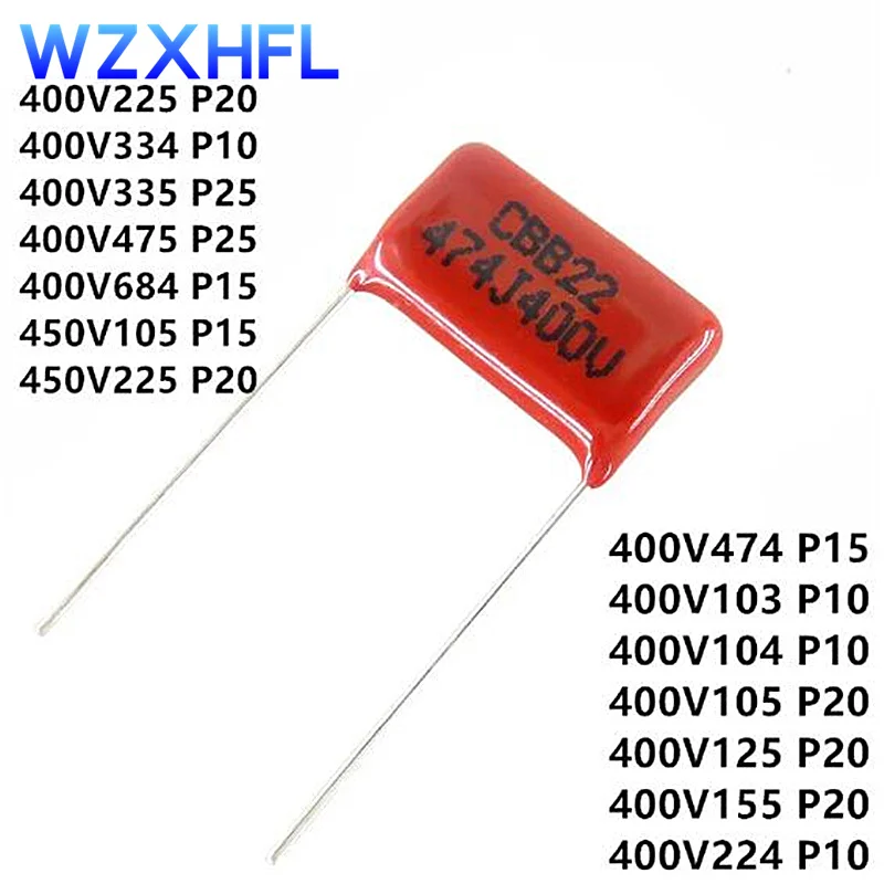 10 шт. 400V474J 0,47 UF 470NF 400V 474 CBB 225 2,2 UF 105 1UF 335 3,3 UF 334 330NF 220NF 1,5 UF 104 100NF 0,1 UF 103 10NF 475 4,7 UF