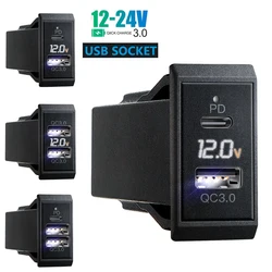 Hot Sale 12V-24V Car QC3.0 Type C PD with LED Voltmeter Outlet Waterproof Charger Adapter USB Charging Port for Car Marine