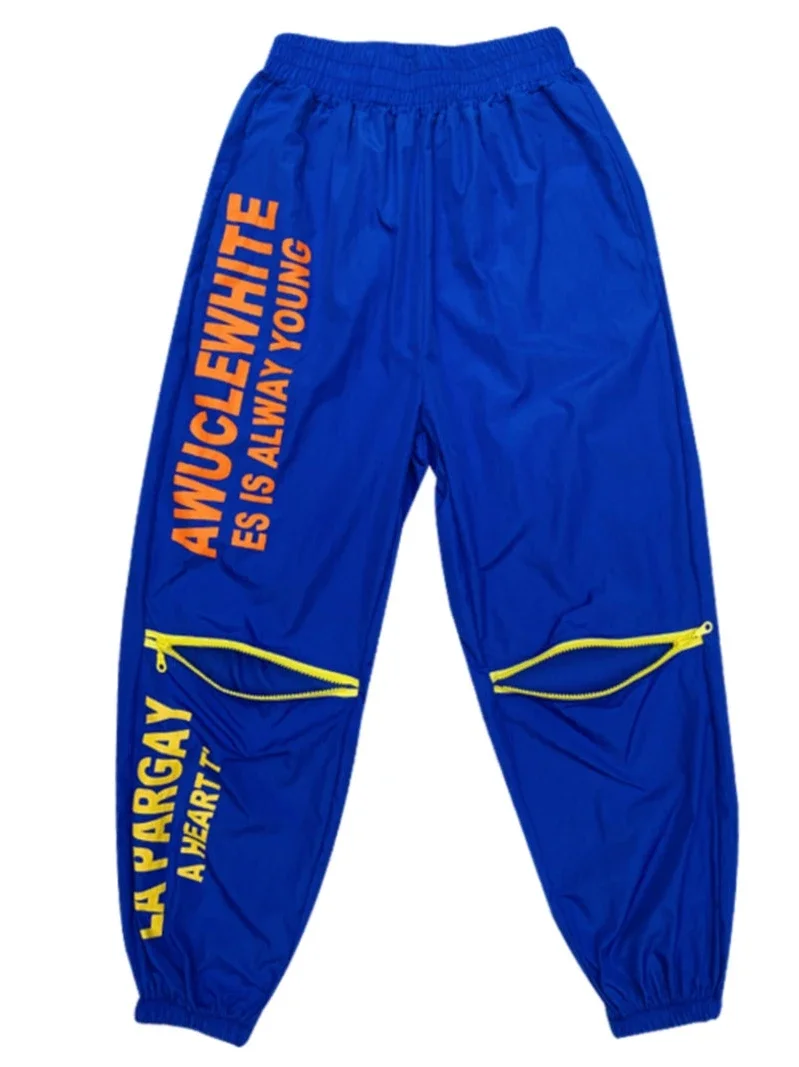 Hottie Tall Skinny Quick-Drying Overalls Women's Blue Loose Jazz Dance Sweatpants Hip Hop Street Dance Pants