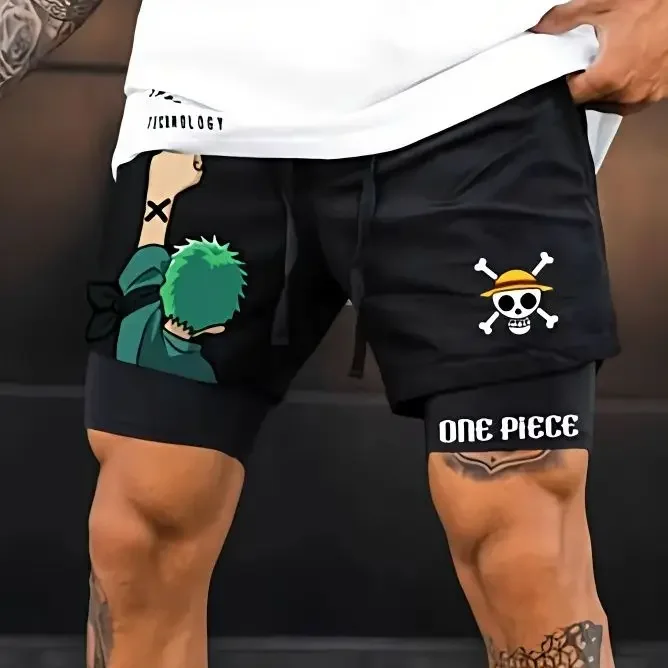 Summer boys anime ONE PIECE series printed cospaly shorts men's casual sports double beach pants