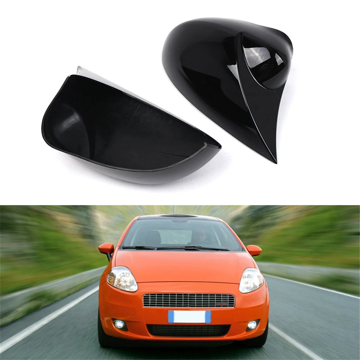 

For Fiat Grande Punto 2005-2018 Side Wing Mirror Cover Caps Ox Horn Style 735417229 735417228—L48A