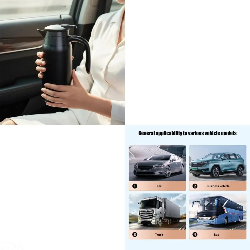G7NA Stainless Steel 800ml Car Heater Cup Fast Heating Digital Display 12V 24V Portable Hot Water Bottle for On the Go