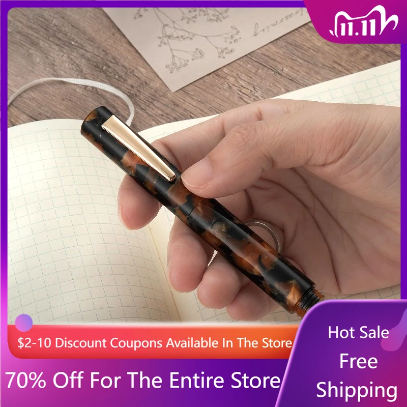

Japanese Pocket Stationery HIGHTIDE Marble Resin Fountain Pen German JOWO Nib 0.5F Cute Office Supplies School Writing Gift Pens