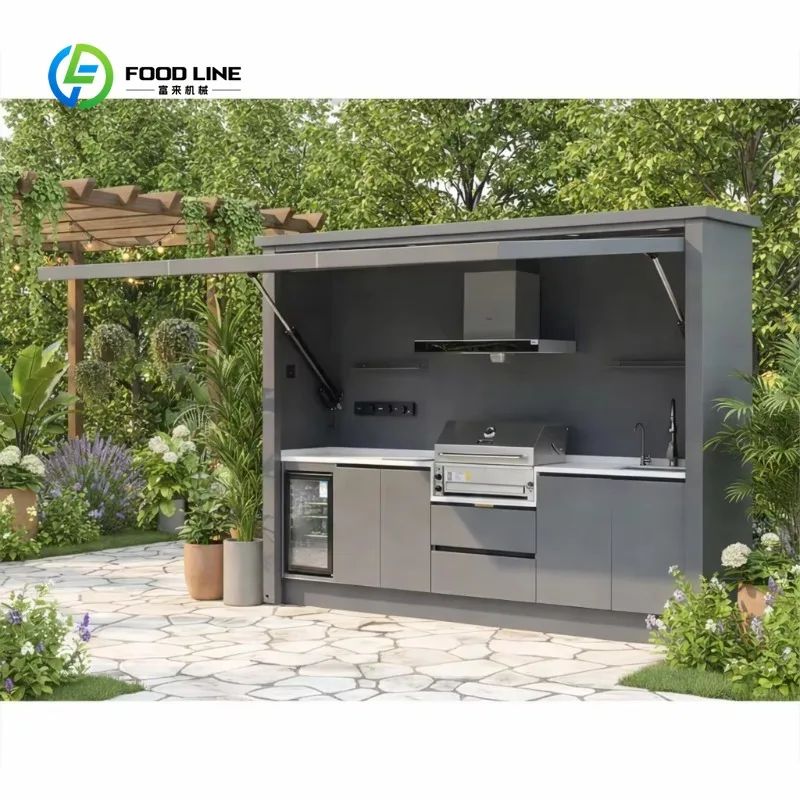 Customized Outdoor BBQ Kitchen with Canopy 304 Stainless Steel for Backyard Patio CE Certified
