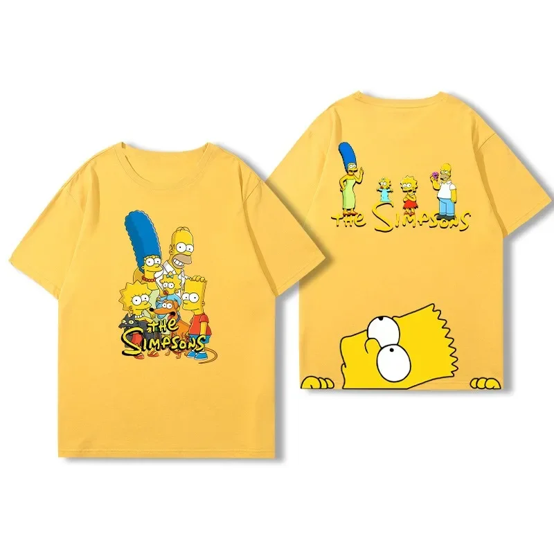 

Disney The Simpsons Family Mickey Mouse T-shirt Summer Street Fashion Loose Round Collar Short Sleeve Children's Clothing