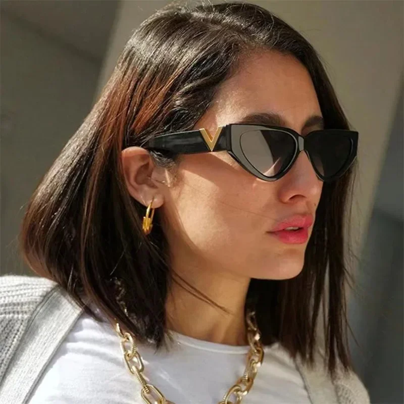 

INS Cat Eye Sunglasses Women 2024 Fashion Triangle Vintage Sun Glasses Female Brand Designer Retro Glasses Shades Oculos De Sol