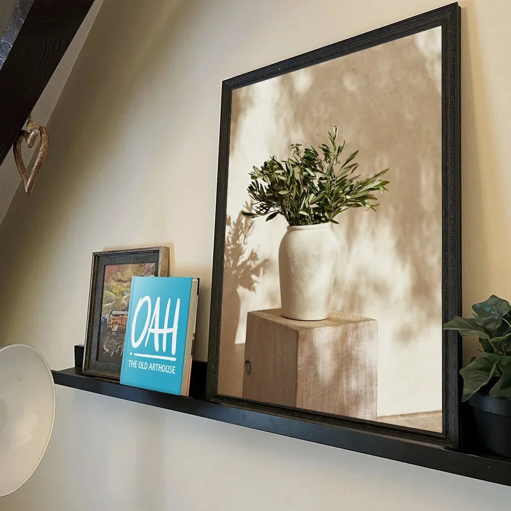1pc Vintage Minimalist Wall Art Italy Olive Tree In Vase Poster Self-adhesive Art Waterproof Paper Sticker Wall Decor