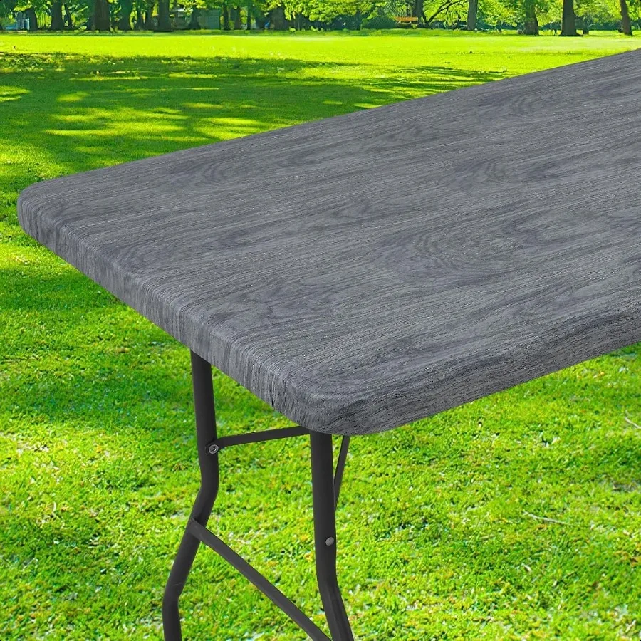 

Rec Picnic Tablecloth Wipeable Flannel Backed Vinyl Tablecloths for 6 Foot Tables Waterproof Elastic Fitted Table Covers for Ca