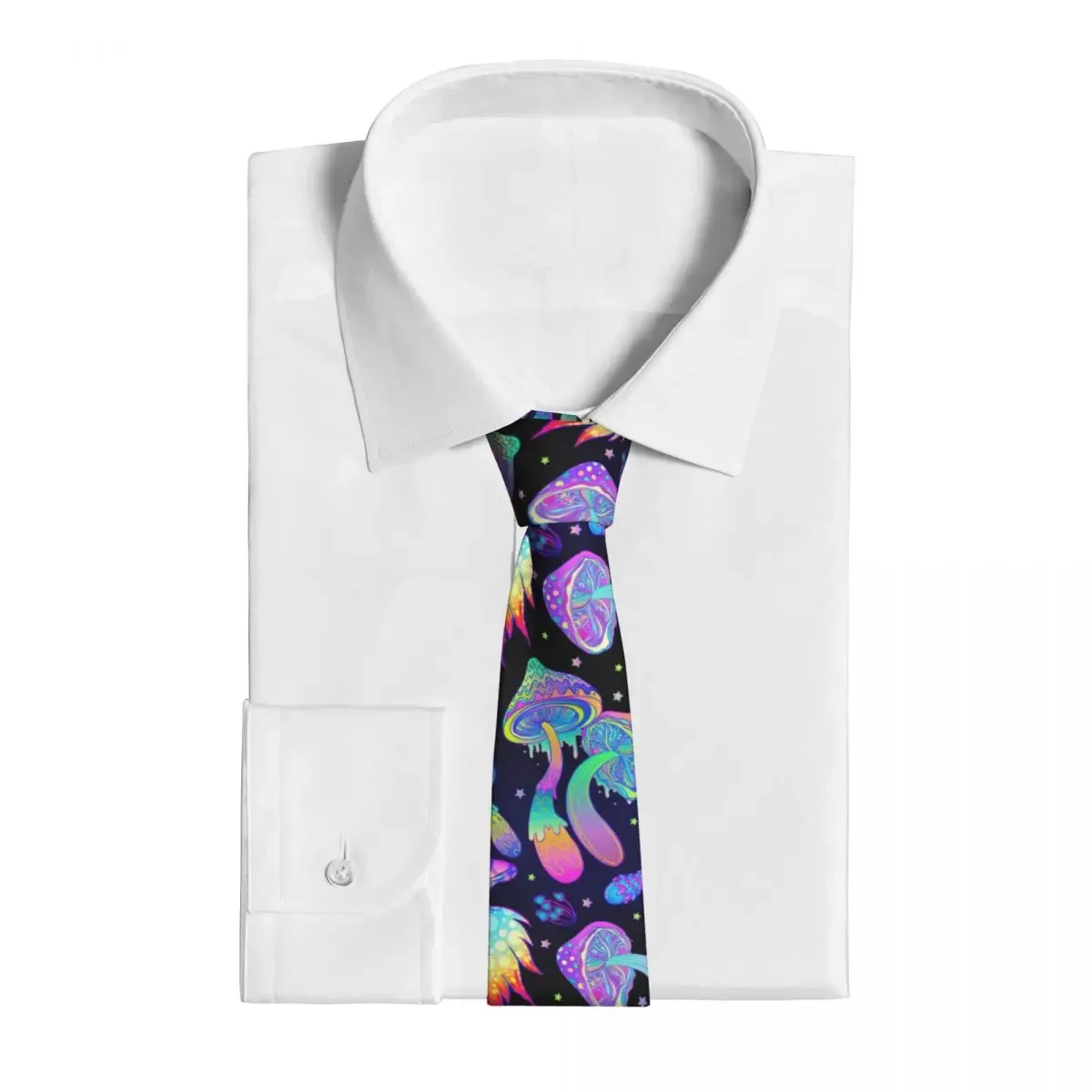 Magic Mushrooms Necktie Unisex Slim Polyester 8 cm Wide Psychedelic Neck Tie for Mens Suits Accessories Wedding Office