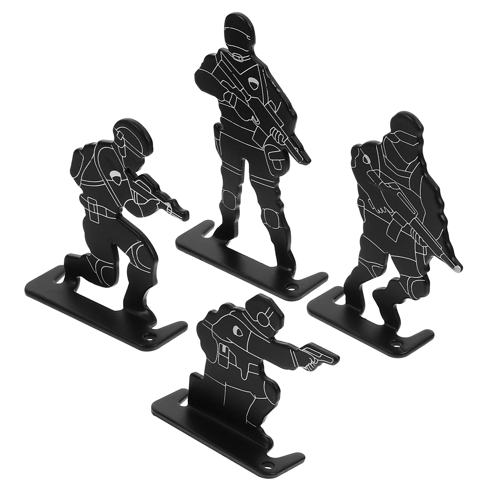 

4PCS Metal Humanoid Small Equipment Range Training Live CS (Black) Metal Targets Humanoid Targets Mini