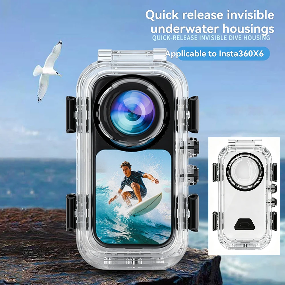 Водонепроницаемый невидимый защитный чехол для Insta360 X6, подводный до 60 м, с противотуманной вставкой, защита камеры, корпус для дайвинга.