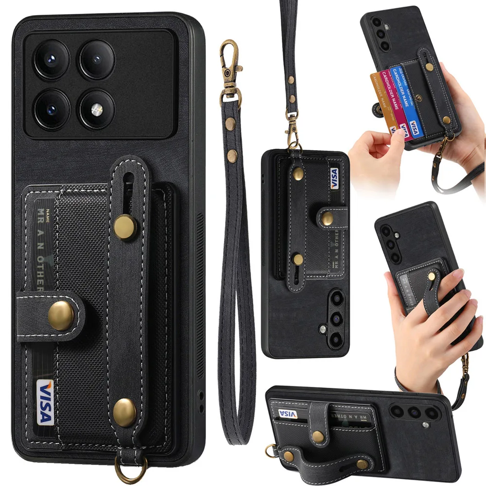 معصمه بطاقة جلدية فوندا ل Poco F8 Ultra 5G 2025 حافظة فاخرة محفظة حامل اللوحة الخلفية Xiaomi PocoF8 Ultra F8 Pro F 8 Funda