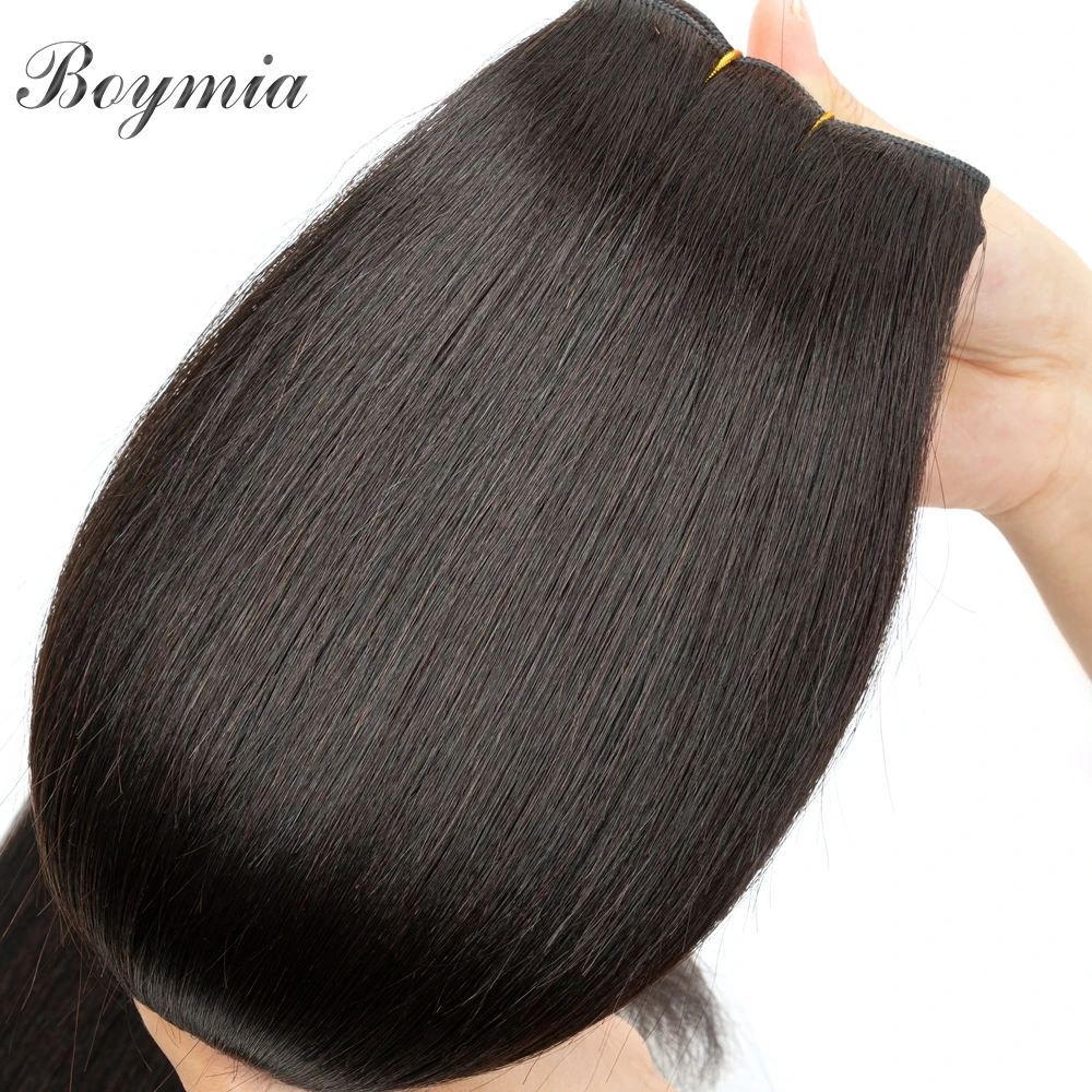 BOYMIA-Mèches Yaki Naturelles Lisses, 12 à 26 Pouces, Tissage de Cheveux Remy, observateur, Qualité Salon, 100g