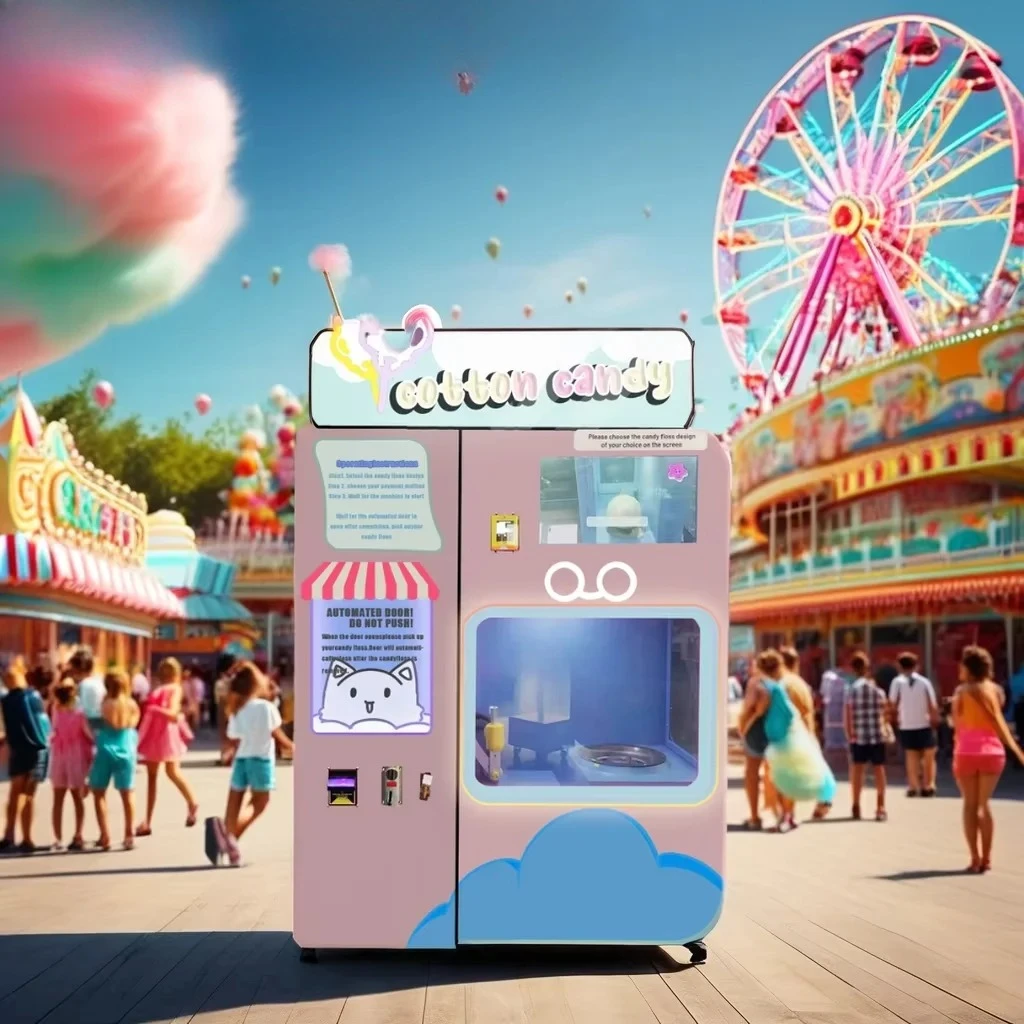Full Automatic Sugar Cotton Candy Floss Vending Machine for Business & Rental Use with SDK Function