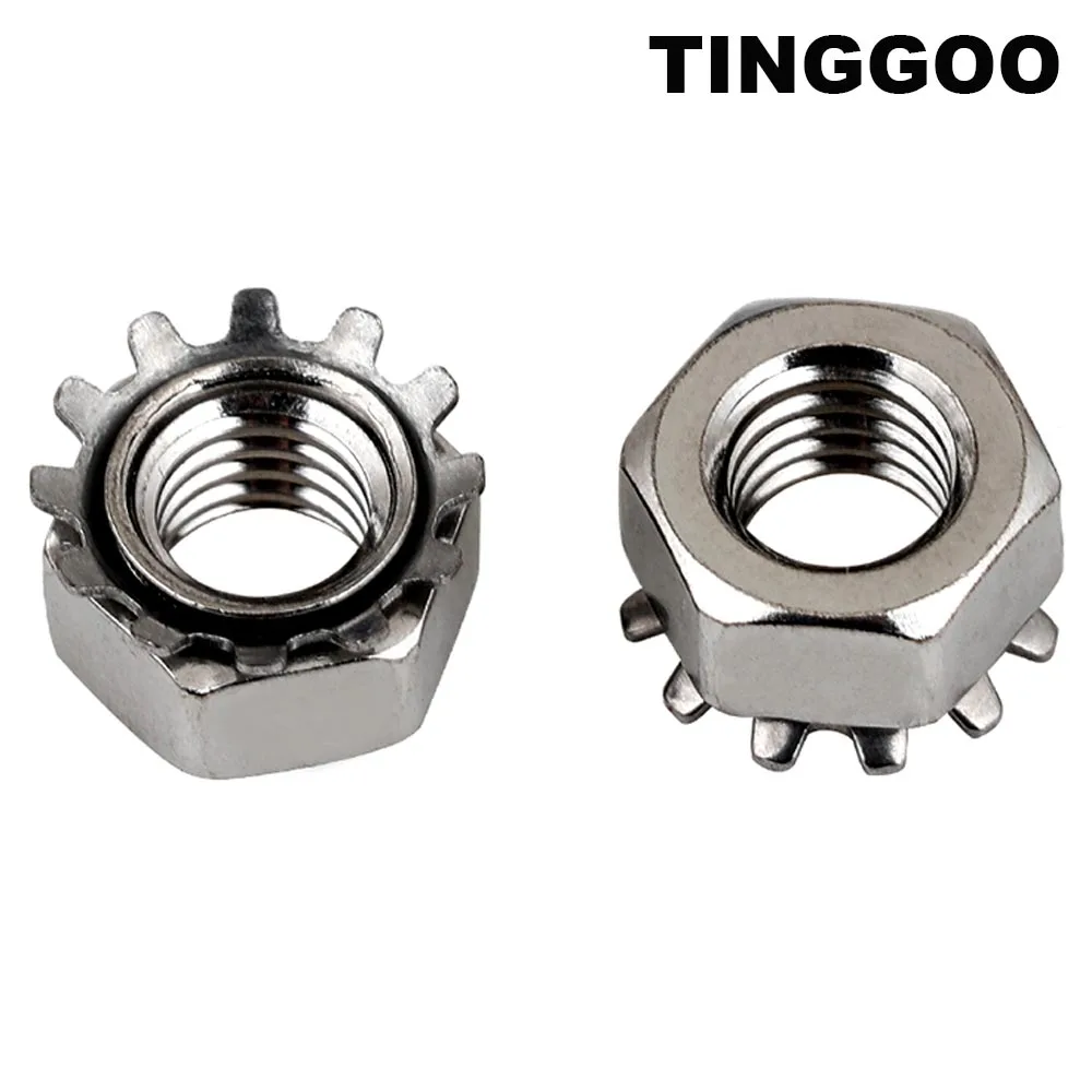 5/10/25pcs M3 M4 M5 M6 M8 4#-40- 3/8-16 UNC UNF 304 Stainless Steel Metric US UK Standard ThreadToothed Serrated K Type Lock Nut