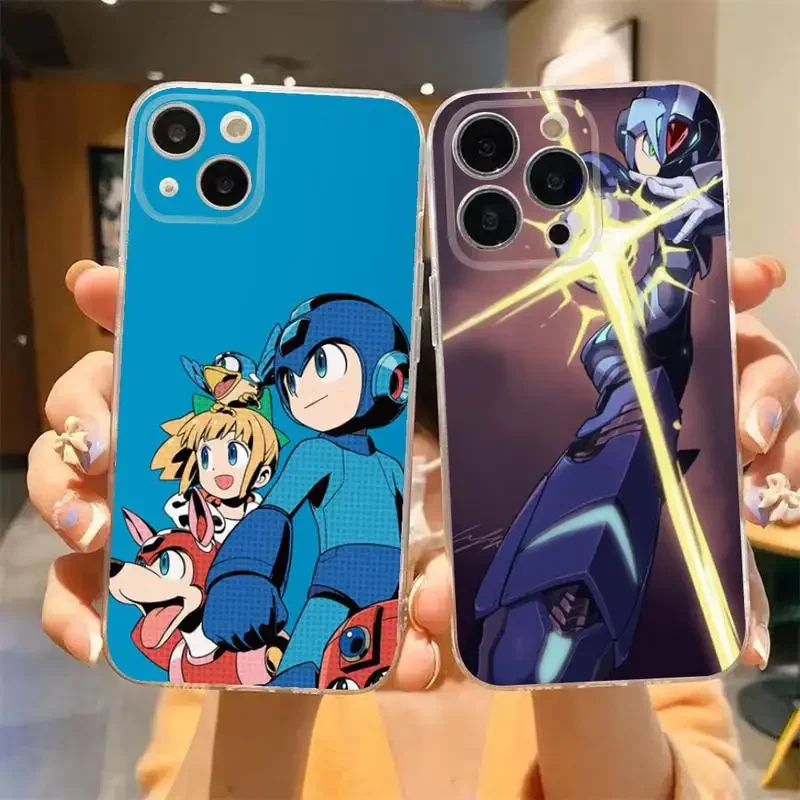 M-Mega Man Phone Case For iPhone 11 12 Mini 13 14 Pro XS Max X 8 7 6s Plus 5 SE XR Transparent Shell