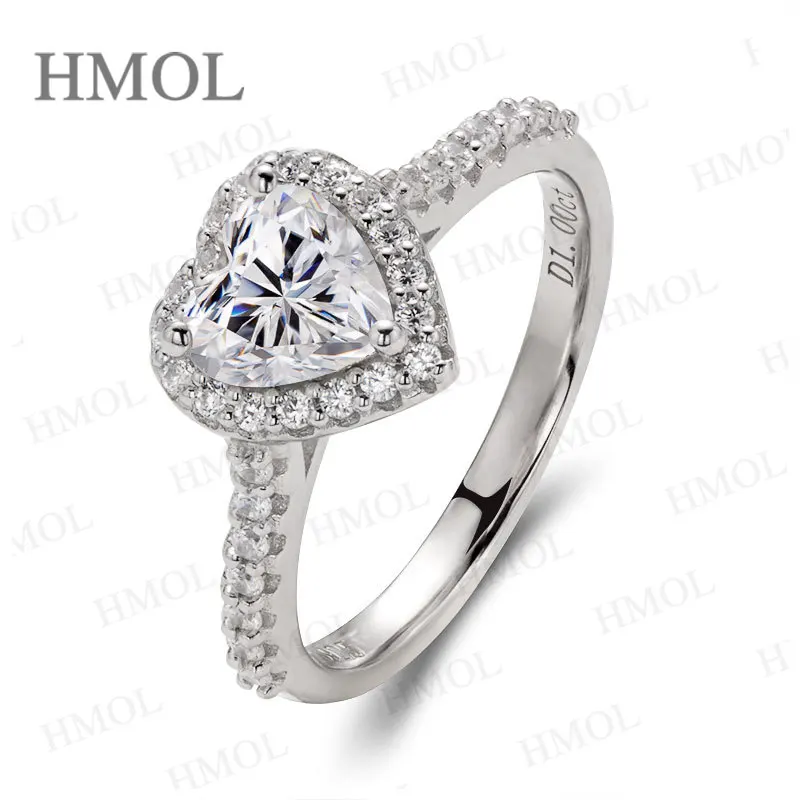 

Exquisite Moissanite Heart Cut VVS1 Wedding Ring 925 Silver Engagement Ring with Radiant Diamond Quality Perfect Bridal Jewelry
