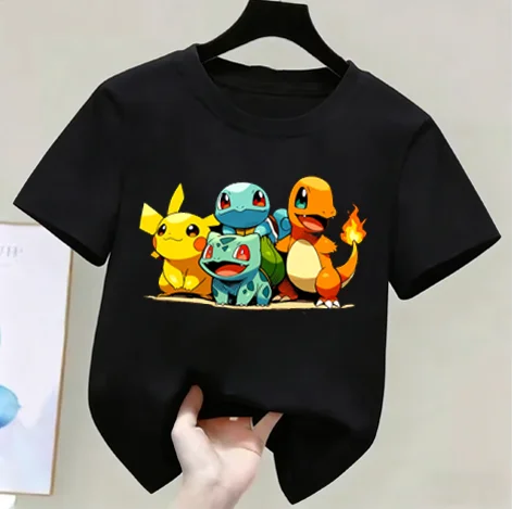 Anime Pokémon Boy's Girl's T-Shirt Cotton Retro Men's Cotton T-Shirt for Women Tops Casual Loose Short Sleeve Couple Y2k